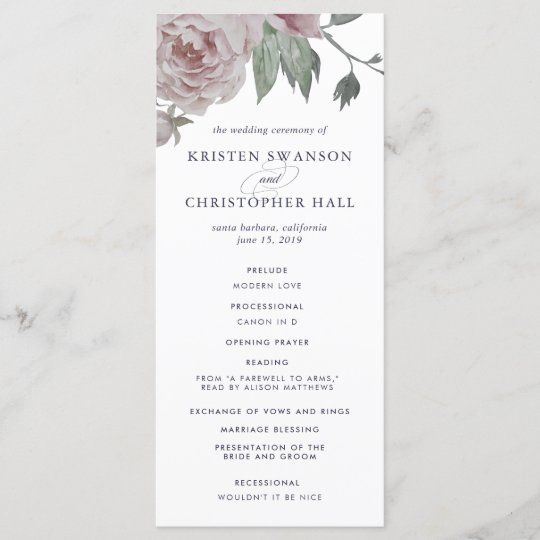 English Garden Floral Wedding Program Zazzle Com