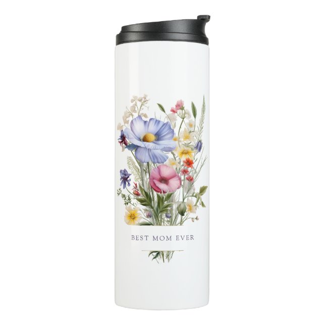 English Garden Flowers Bouquet Best Mom Ever Thermal Tumbler (Rotated Left)