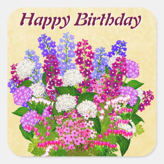 English Garden Flowers Happy Birthday Sticker Zazzle