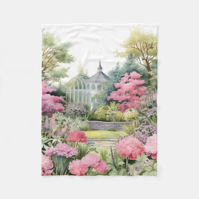 English Garden Landscape Fleece Blanket (Front)
