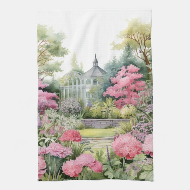 English Garden Landscape Kitchen Towel (Vertical)