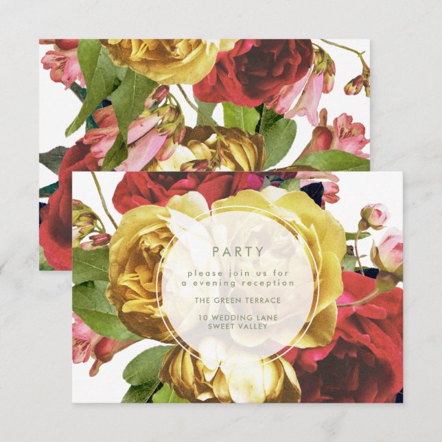 English Garden Party Wedding Reception Card (Front/Back)