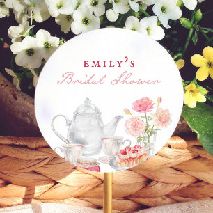English Garden Tea Party Bridal Shower Favor Classic Round Sticker