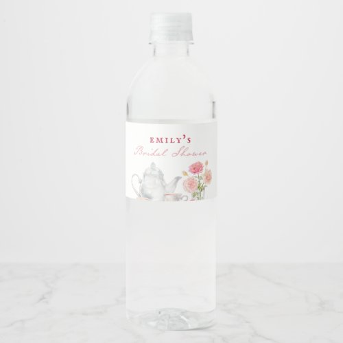 English Garden Tea Party Bridal Shower Water Bottle Label