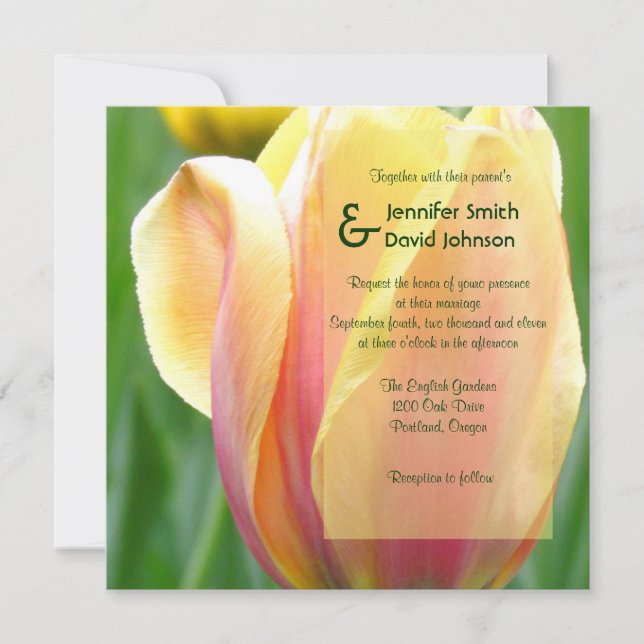 English Garden Tulip Wedding Invitation (Front)