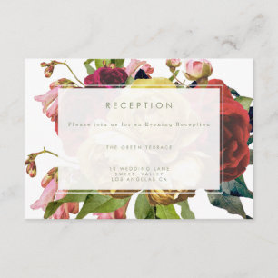 English Garden Vintage Rose Wedding Reception Card