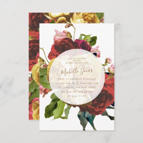English Garden Vintage Roses Bridal Shower Invitat Invitation