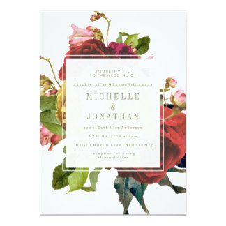 English Garden Vintage Roses Wedding Invitation