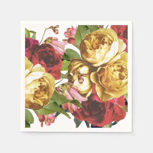 English Garden Vintage Roses Wedding Table Napkins