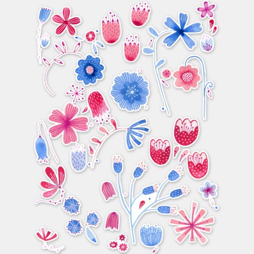 English Garden Watercolor Flowers Sticker