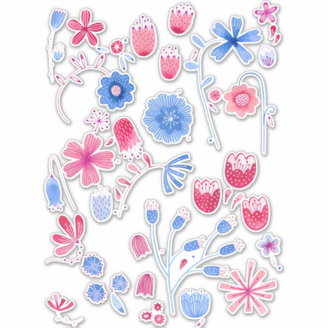 English Garden Watercolor Flowers Sticker (Front)