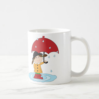 English Girl with umbrella in rain Coffee Mug
