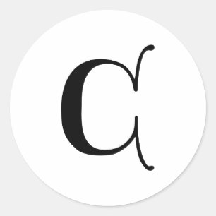 English Gothic Monogram letter C Classic Round Sticker