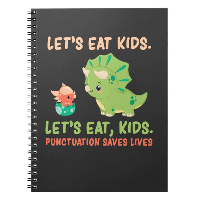 English Grammar Punctuation Humor Trex Dinosaur Notebook (Front)