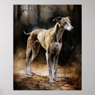 English Greyhound Dog Art Print Poster