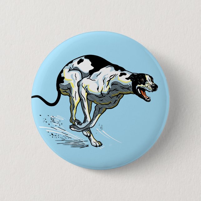 english greyhound race dog button (Front)