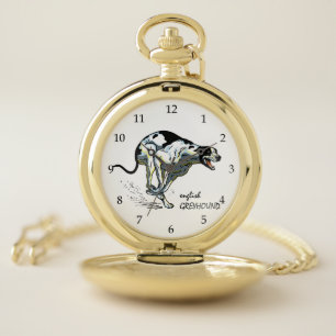english greyhound race dog pocket watch