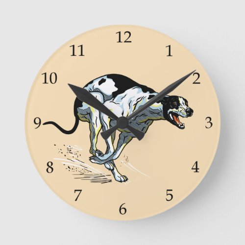 english greyhound race dog round clock