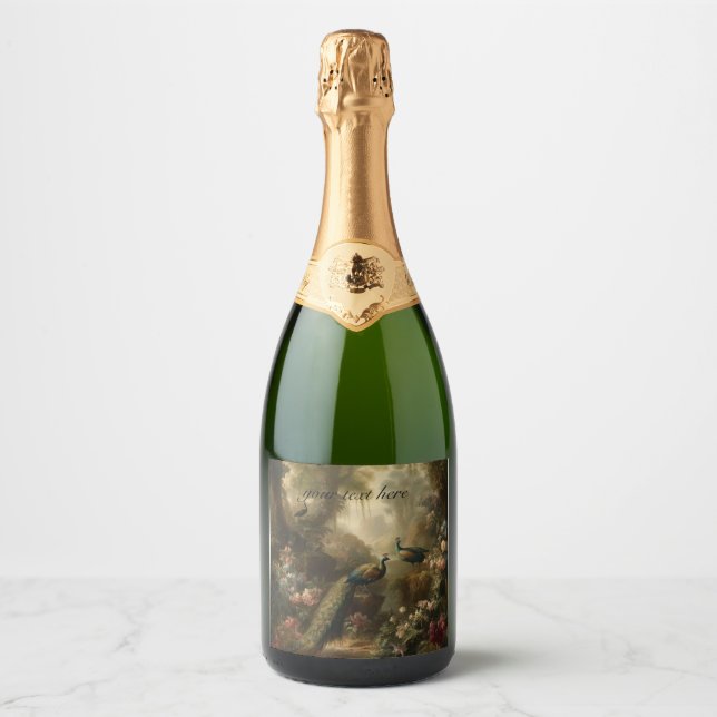 English Grove Peacock Trio Estate Decal Sparkling Wine Label (Front)