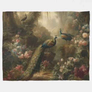English Grove Peacock Trio Estate Velour Fleece Blanket