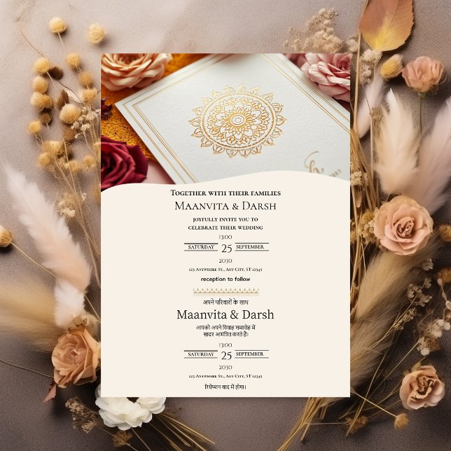 English Hindi Bilingual Wedding Invitation (Creator Uploaded)