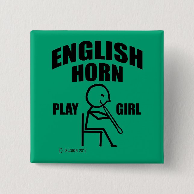 English Horn Play Girl Button (Front)