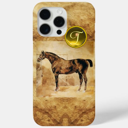 ENGLISH HORSE IN STABLE BROWN PARCHMENT MONOGRAM iPhone 15 PRO MAX CASE