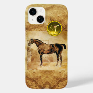 ENGLISH HORSE IN STABLE BROWN PARCHMENT MONOGRAM Case-Mate iPhone 14 CASE