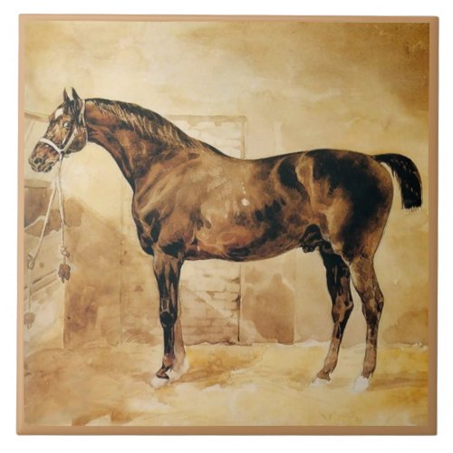 ENGLISH HORSE IN STABLE CERAMIC TILE