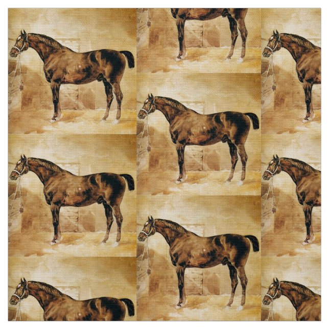 ENGLISH HORSE IN STABLE FABRIC (Swatch)