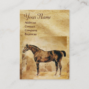 ENGLISH HORSE IN STABLE Parchment Monogram Business Card