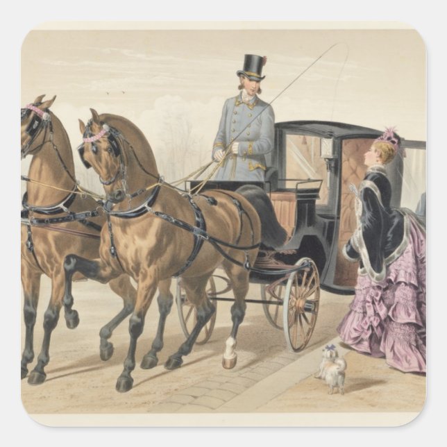 English Horses Square Sticker (Front)