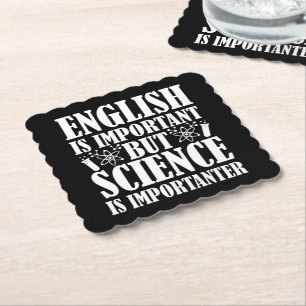 English Important But Science Funny Teacher Saying Paper Coaster