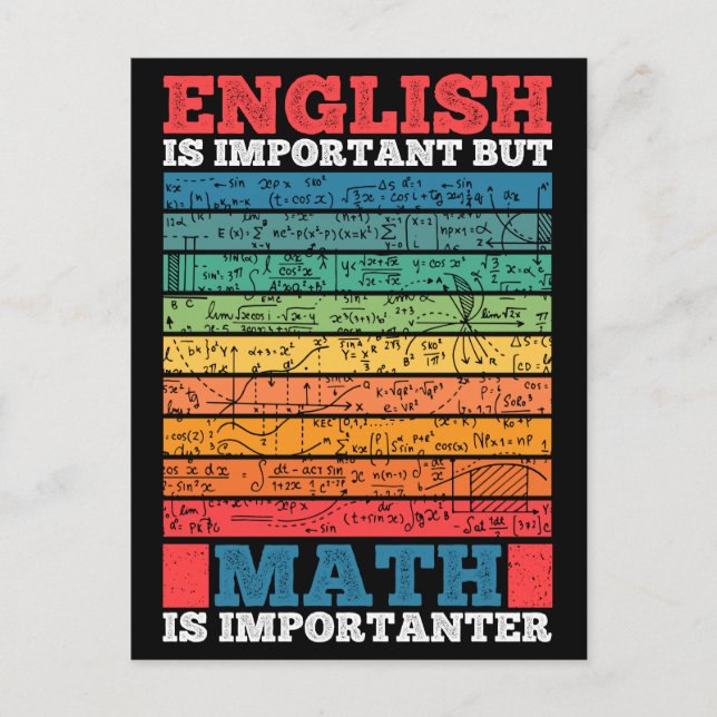 English Is Important But Math Is Importanter Math Postcard (Front)