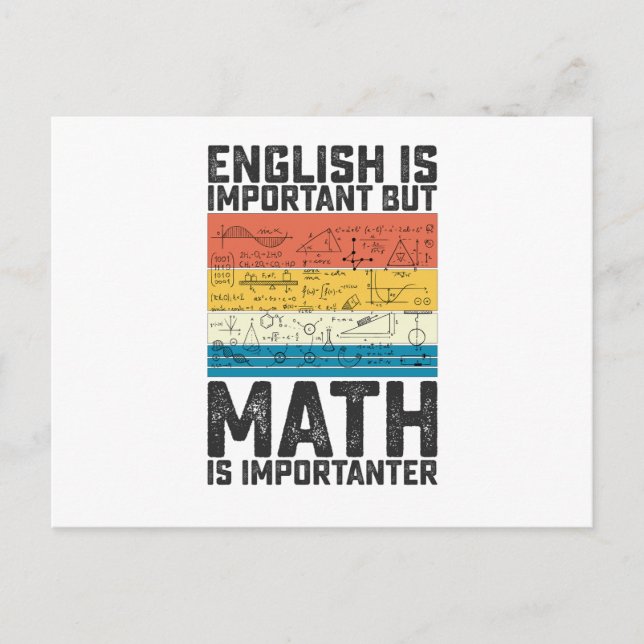 English Is Important But Math Is Importanter Postcard (Front)