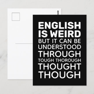 English is Weird Funny Grammar Black Postcard