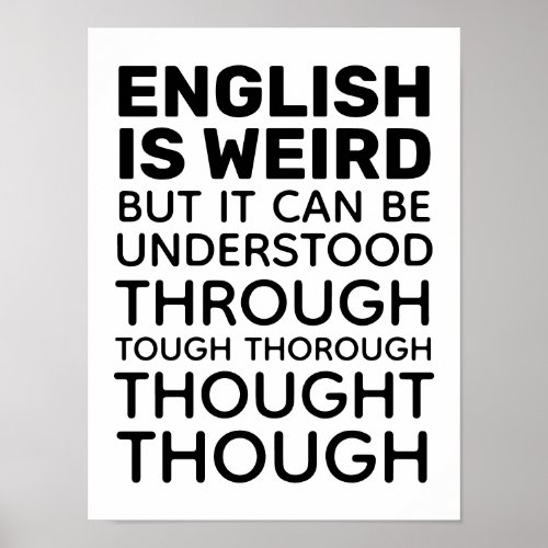 English is Weird Funny Grammar Poster