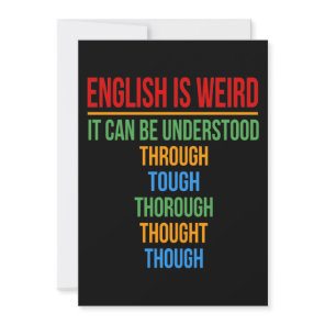English Is Weird Language Teacher Grammar Student Thank You Card