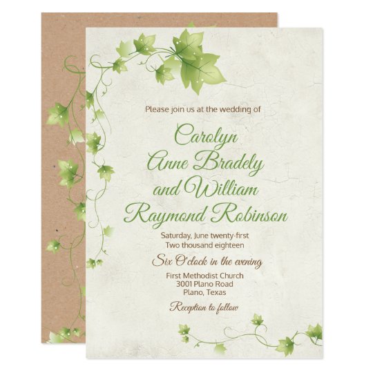 english ivy wedding invitation zazzle