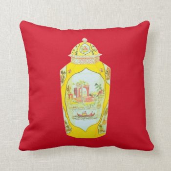 English Jar Pillow Red by Annechovie at Zazzle
