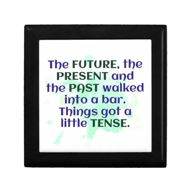 English Joke Gift Green FUNNY Tense Box (Front)