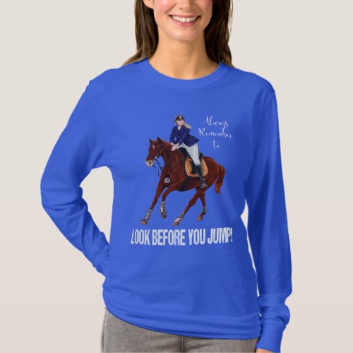 ENGLISH JUMPING HORSE AND RIDER WOMENS EQUESTRIAN T_Shirt