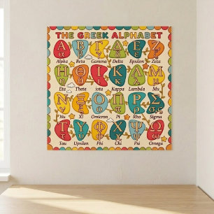 English Kids Greek Alphabet Letters, Colorful A Z Poster