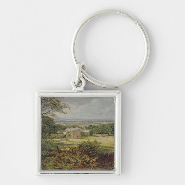 English landscape with a house, 19th century keychain (Front)