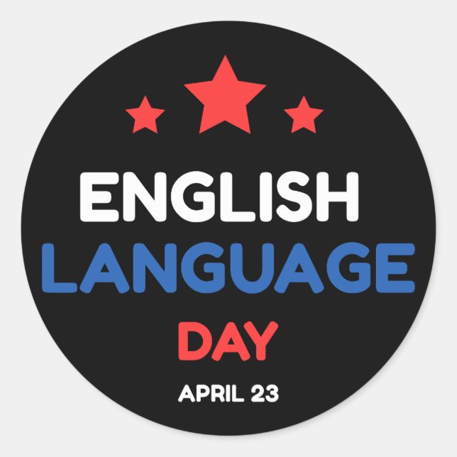 English Language Day Classic Round Sticker (Front)