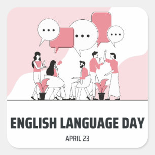 English Language Day Square Sticker