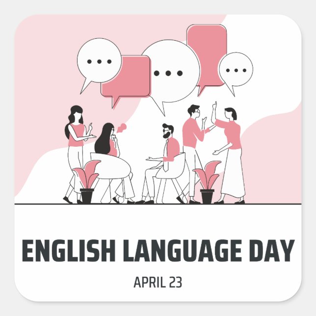 English Language Day  Square Sticker (Front)