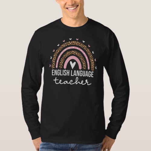 English Language Teacher Leopard Rainbow For Women T_Shirt