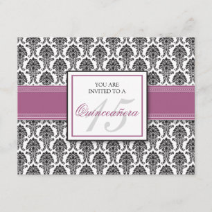 ENGLISH Lavender Damask Quinceanera Invitation