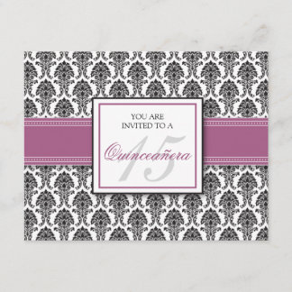 ENGLISH Lavender Damask Quinceanera Invitation
